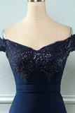 Off Hombro Lentejuelas Mermaid Prom Dress