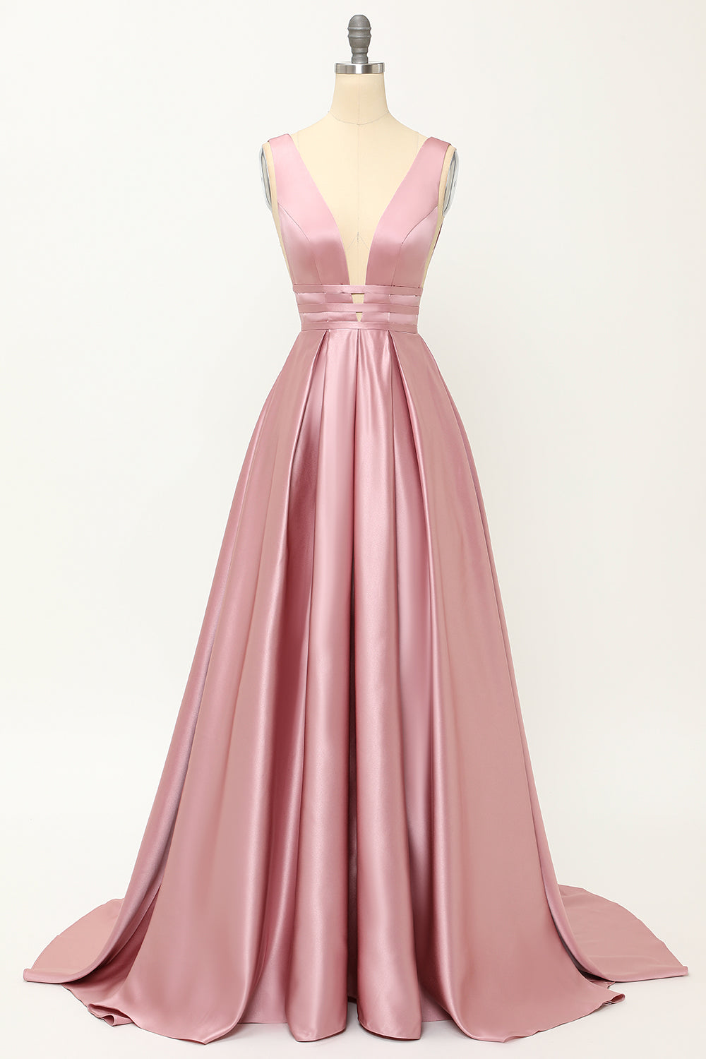 Vestido de fiesta largo de satén rubor