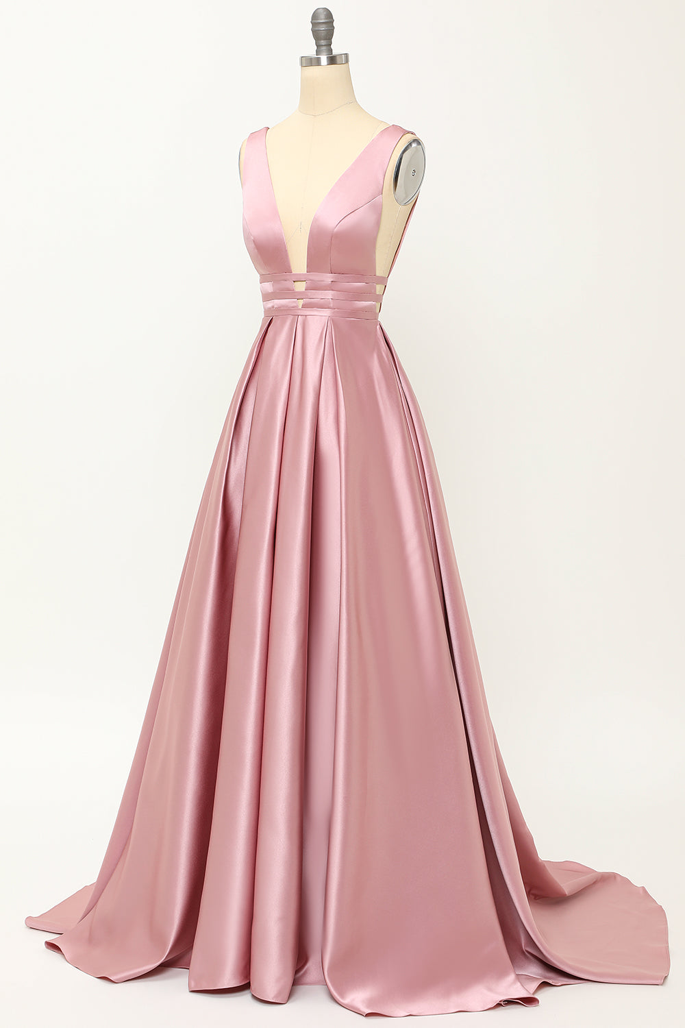 Vestido de fiesta largo de satén rubor