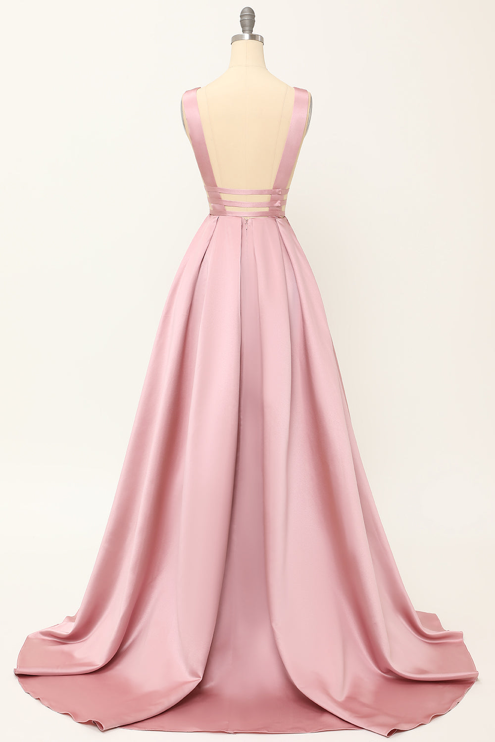 Vestido de fiesta largo de satén rubor