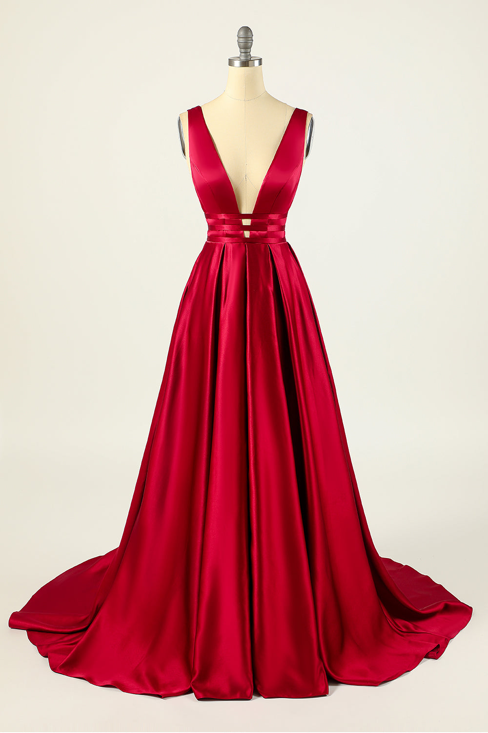 Vestido de fiesta largo de satén rubor