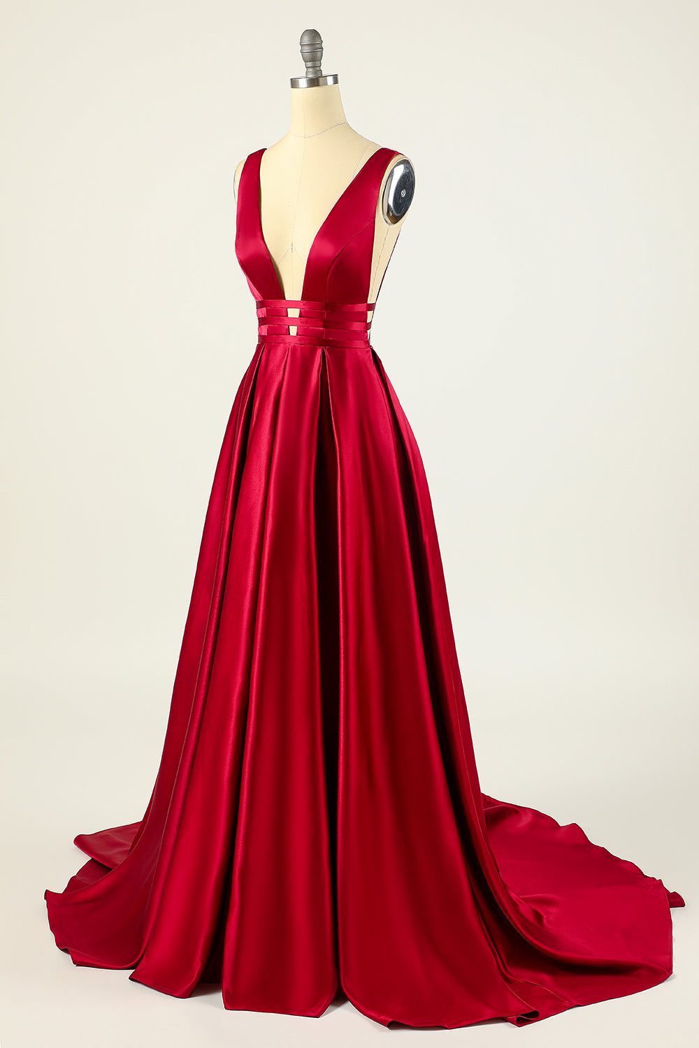 Vestido de fiesta largo de satén rubor