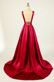Vestido de fiesta largo de satén rubor