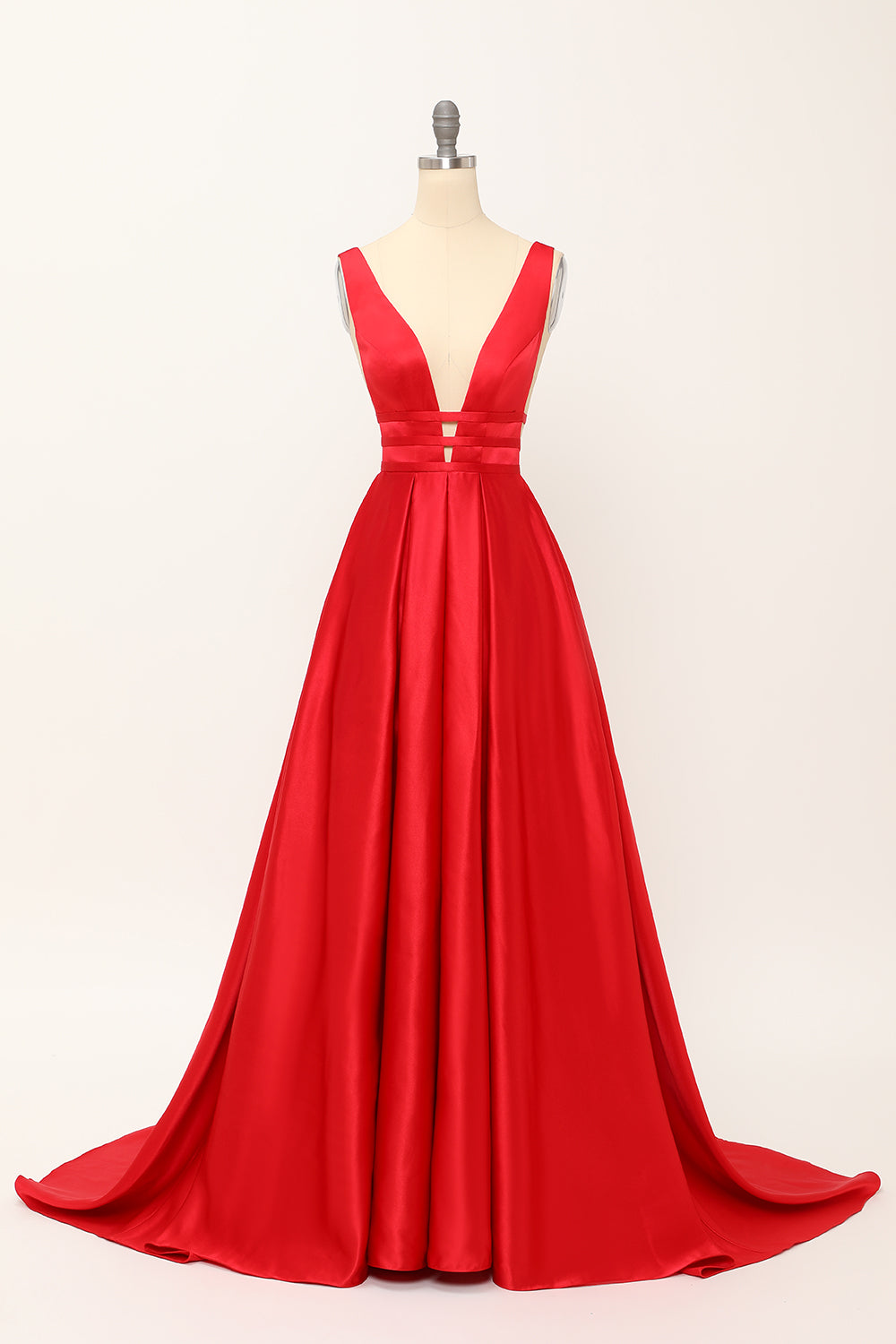 Vestido de fiesta largo de satén rubor