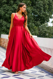 Vestido de satén burdeos