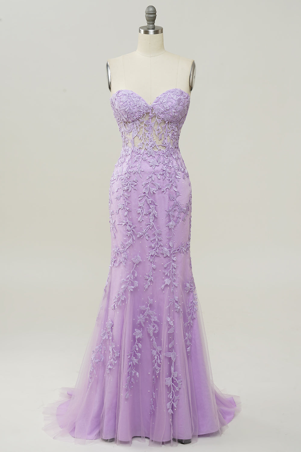 Vestido de fiesta con apliques sirena púrpura
