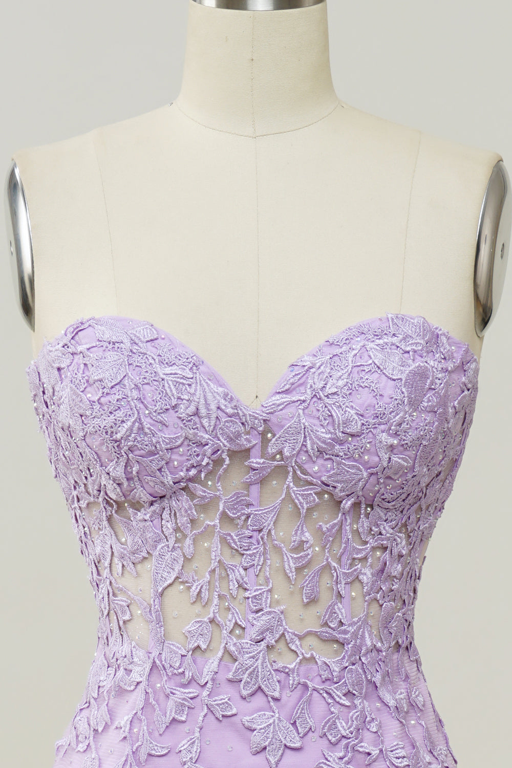 Vestido de fiesta con apliques sirena púrpura