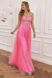 Tirantes de Espagueti Rosa Vestido de Fiesta