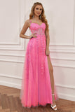 Tirantes de Espagueti Rosa Vestido de Fiesta