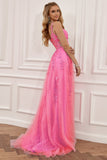 Tirantes de Espagueti Rosa Vestido de Fiesta