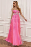 Tirantes de Espagueti Rosa Vestido de Fiesta