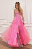 Tirantes de Espagueti Rosa Vestido de Fiesta