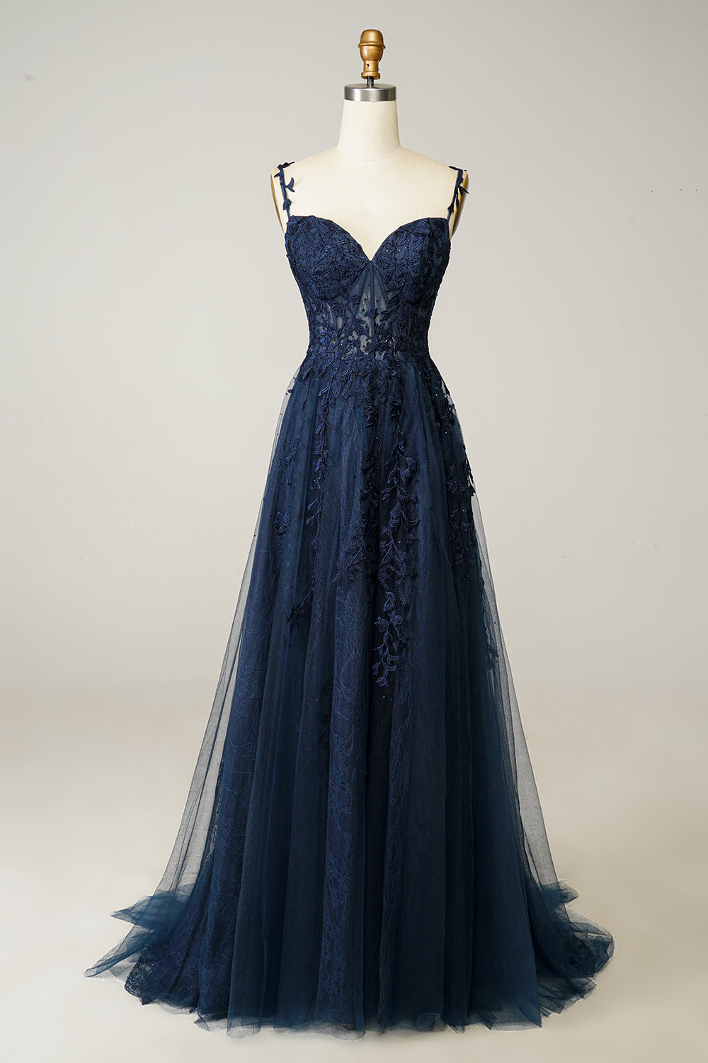 Tirantes de Espagueti Azul Marino Vestido de Fiesta