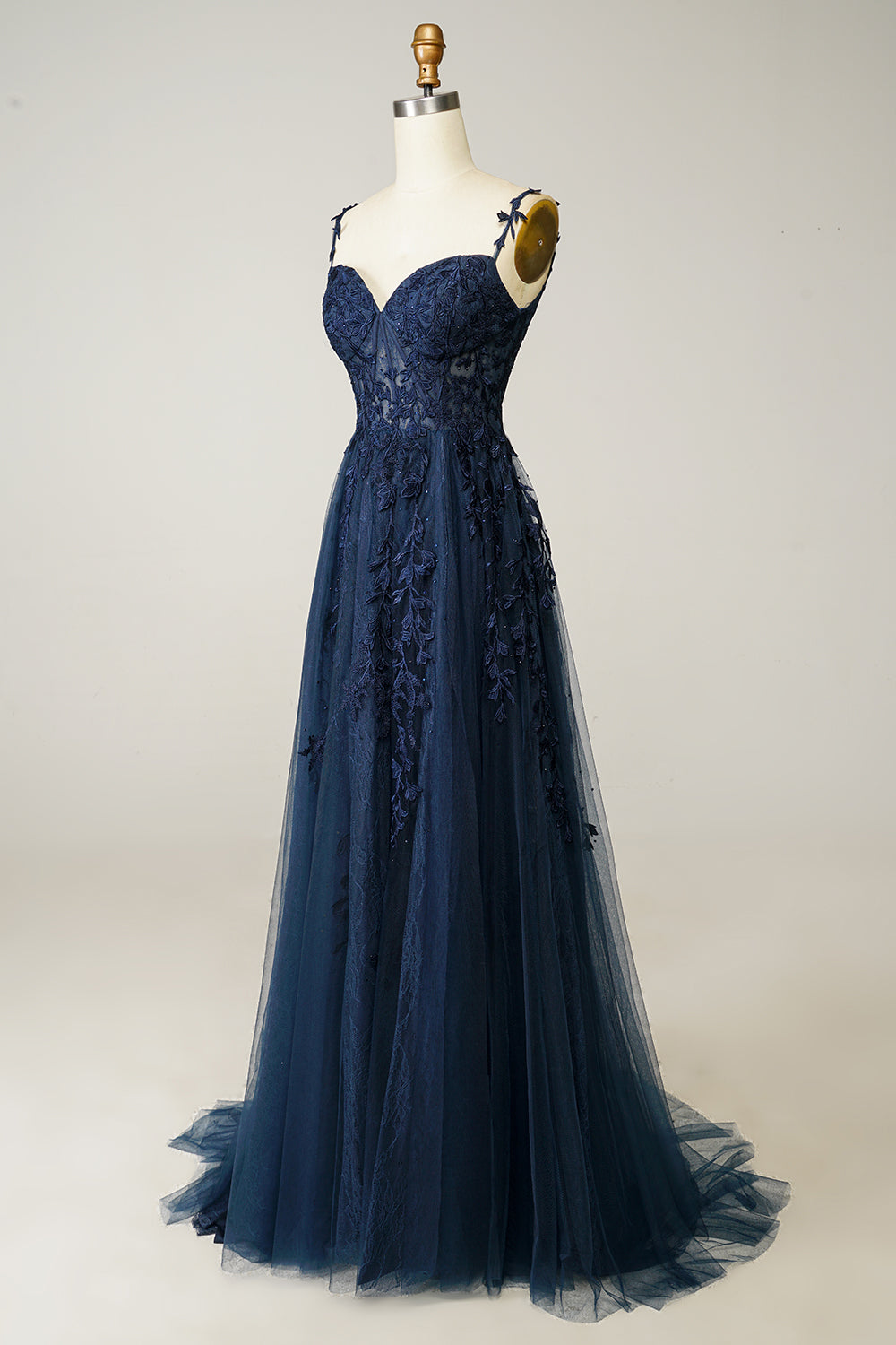 Tirantes de Espagueti Azul Marino Vestido de Fiesta