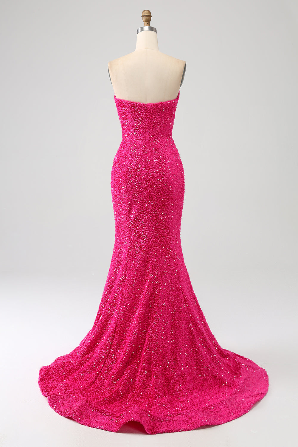 Bling Mermaid Sweetheart Vestido largo de fiesta de lentejuelas rosas