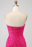 Bling Mermaid Sweetheart Vestido largo de fiesta de lentejuelas rosas