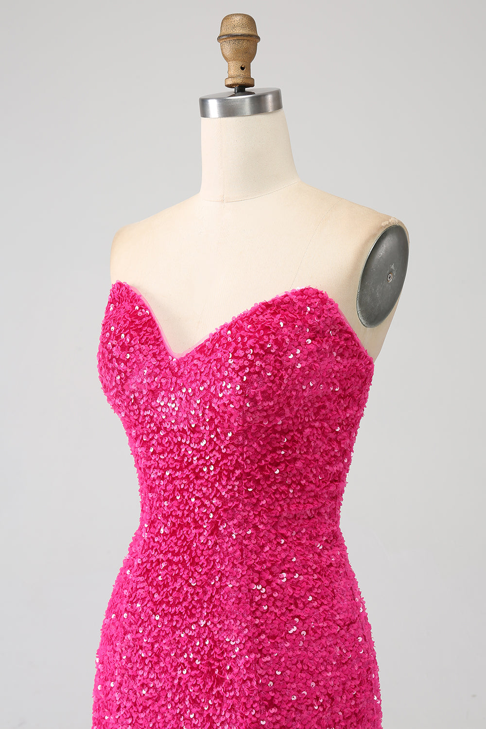 Bling Mermaid Sweetheart Vestido largo de fiesta de lentejuelas rosas