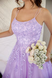 Elegante vestido de fiesta de lavanda de línea A