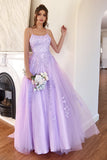 Elegante vestido de fiesta de lavanda de línea A