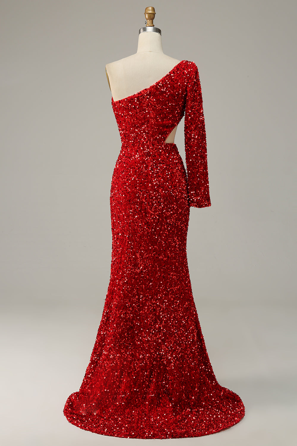 Sirena Un Hombro Rojo Vestido de Fiesta