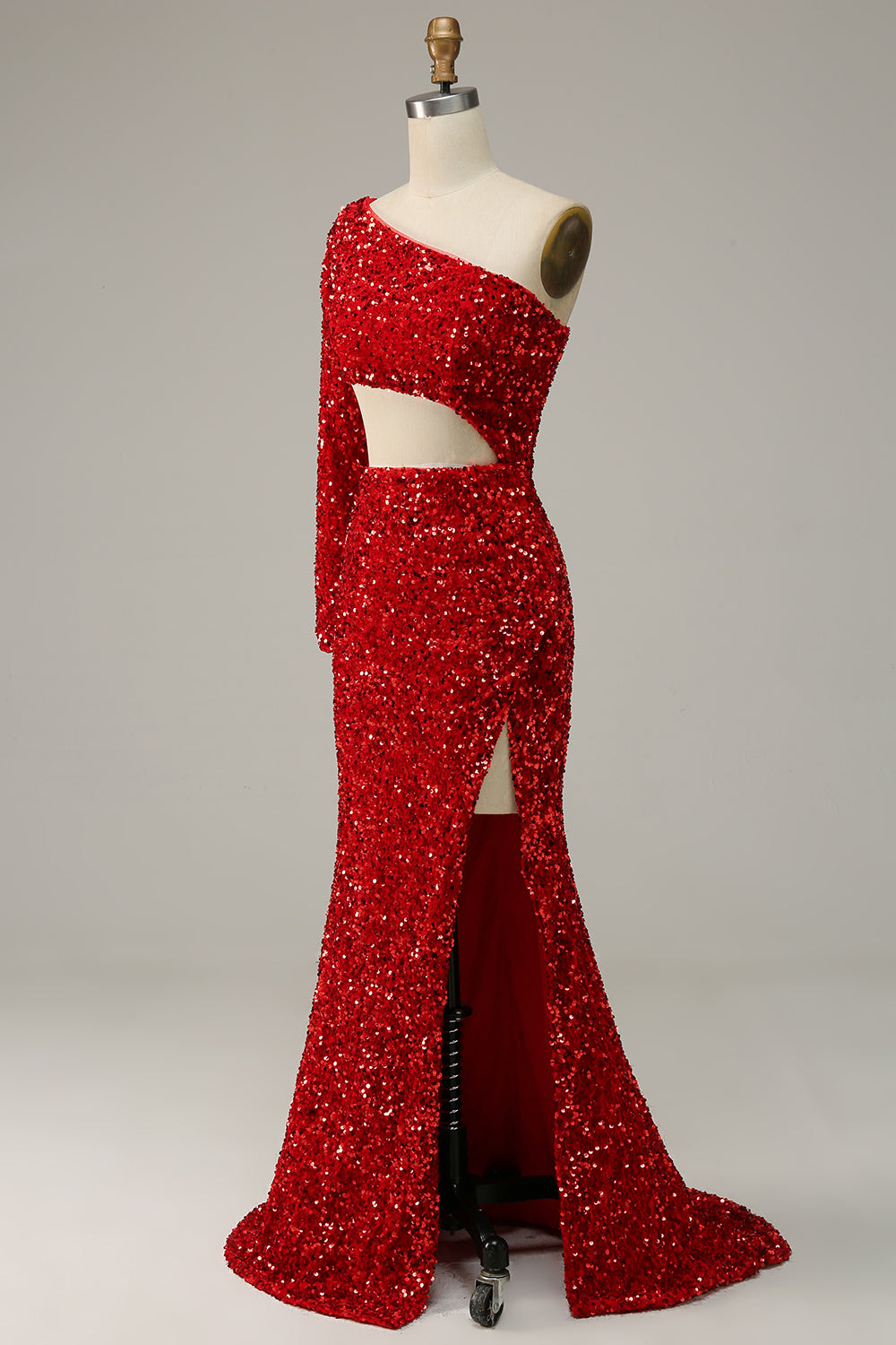 Sirena Un Hombro Rojo Vestido de Fiesta