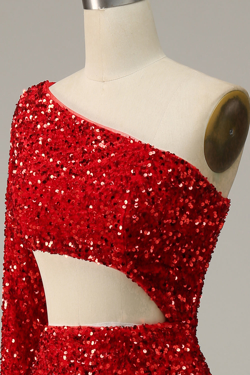 Sirena Un Hombro Rojo Vestido de Fiesta
