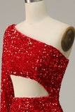 Sirena Un Hombro Rojo Vestido de Fiesta