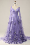 Vestido Púrpura Con Flores 3D