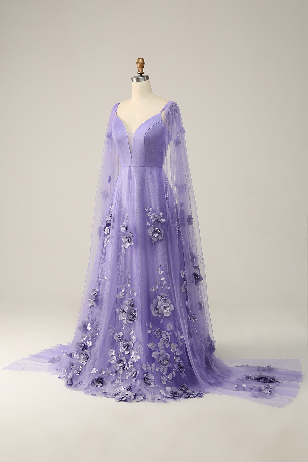 Vestido Púrpura Con Flores 3D