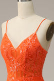 Sirena Tirantes de Espagueti Naranja Vestido de Fiesta