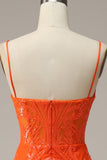 Sirena Tirantes de Espagueti Naranja Vestido de Fiesta