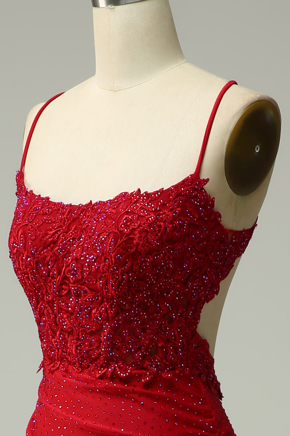 Sirena Halter Vestido de Graduación Rojo Oscuro