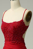 Sirena Halter Vestido de Graduación Rojo Oscuro