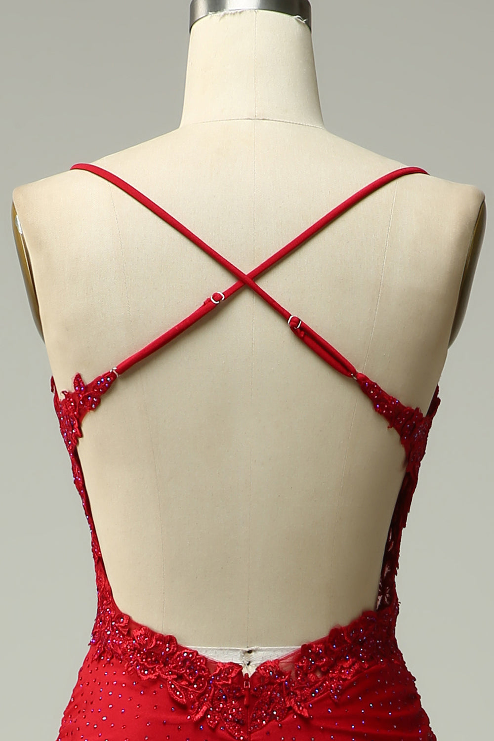 Sirena Halter Vestido de Graduación Rojo Oscuro