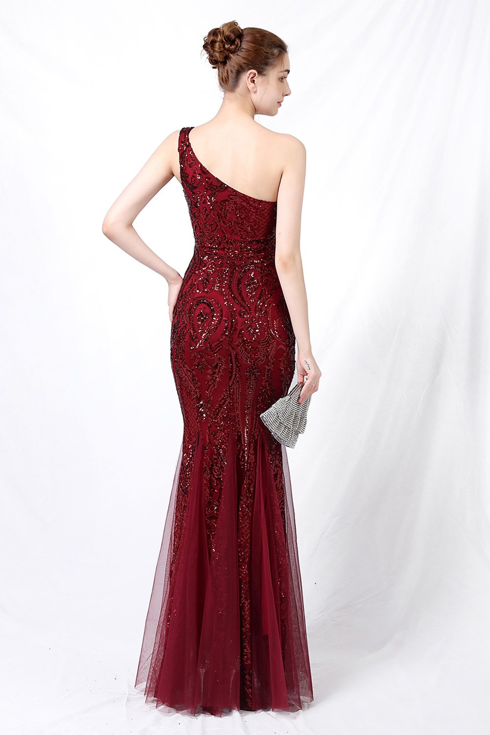 Mermaid One Shoulder Vestido de fiesta con apliques