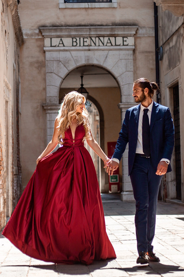 Vestido de fiesta burdeos