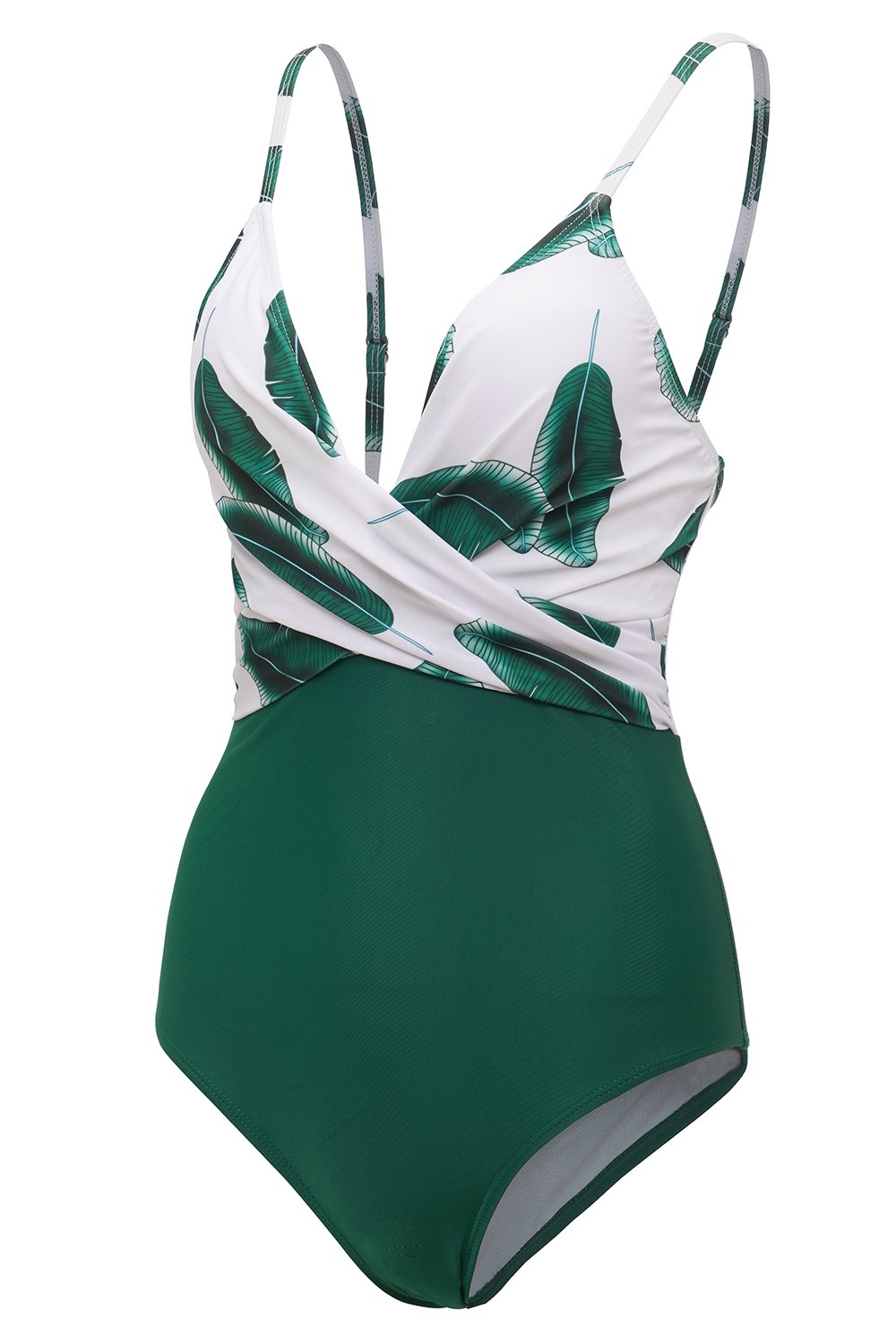 Hoja de plátano impreso verde una pieza traje de baño
