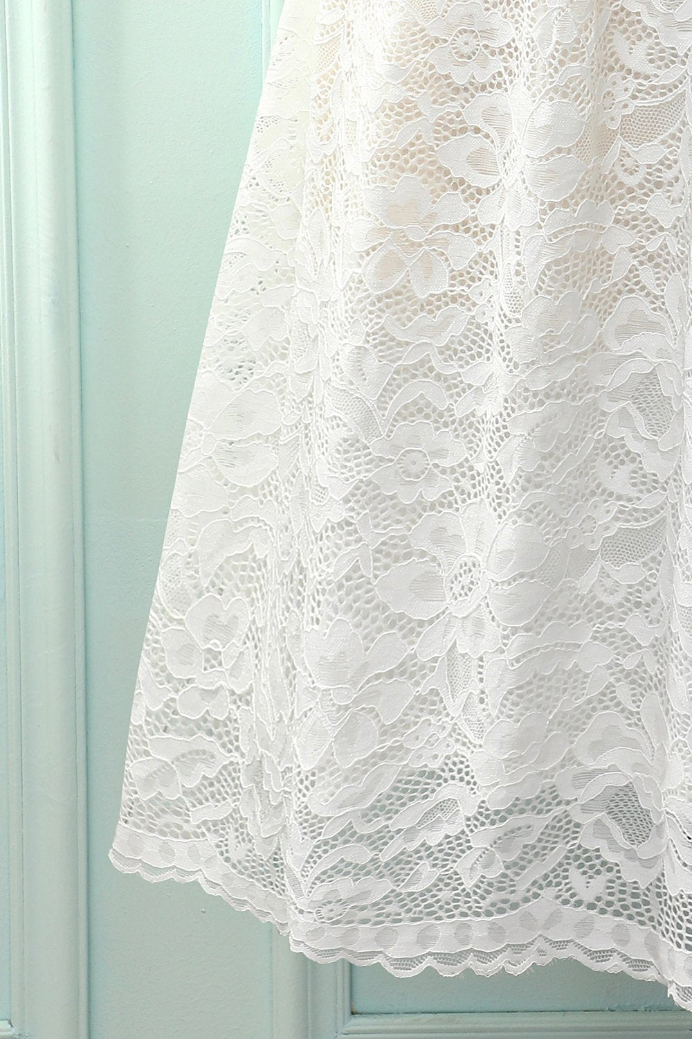 Vestido de encaje formal con cuello en V blanco