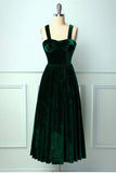 Vestido de terciopelo verde oscuro