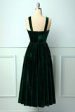 Vestido de terciopelo verde oscuro