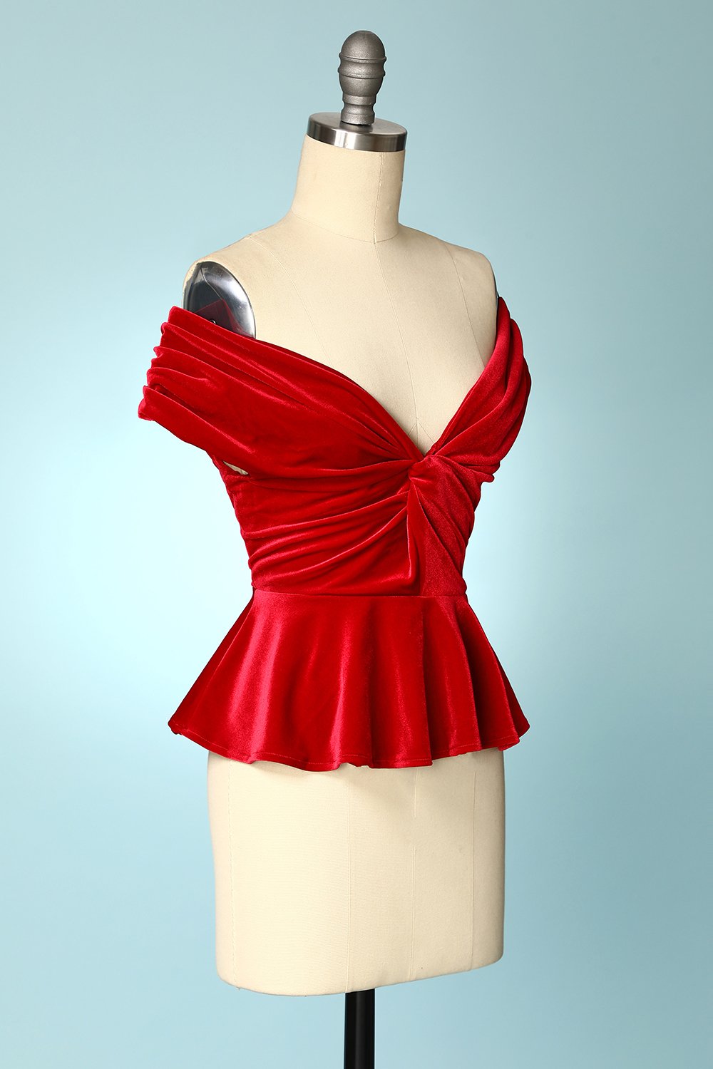 Tops cortos de terciopelo rojo