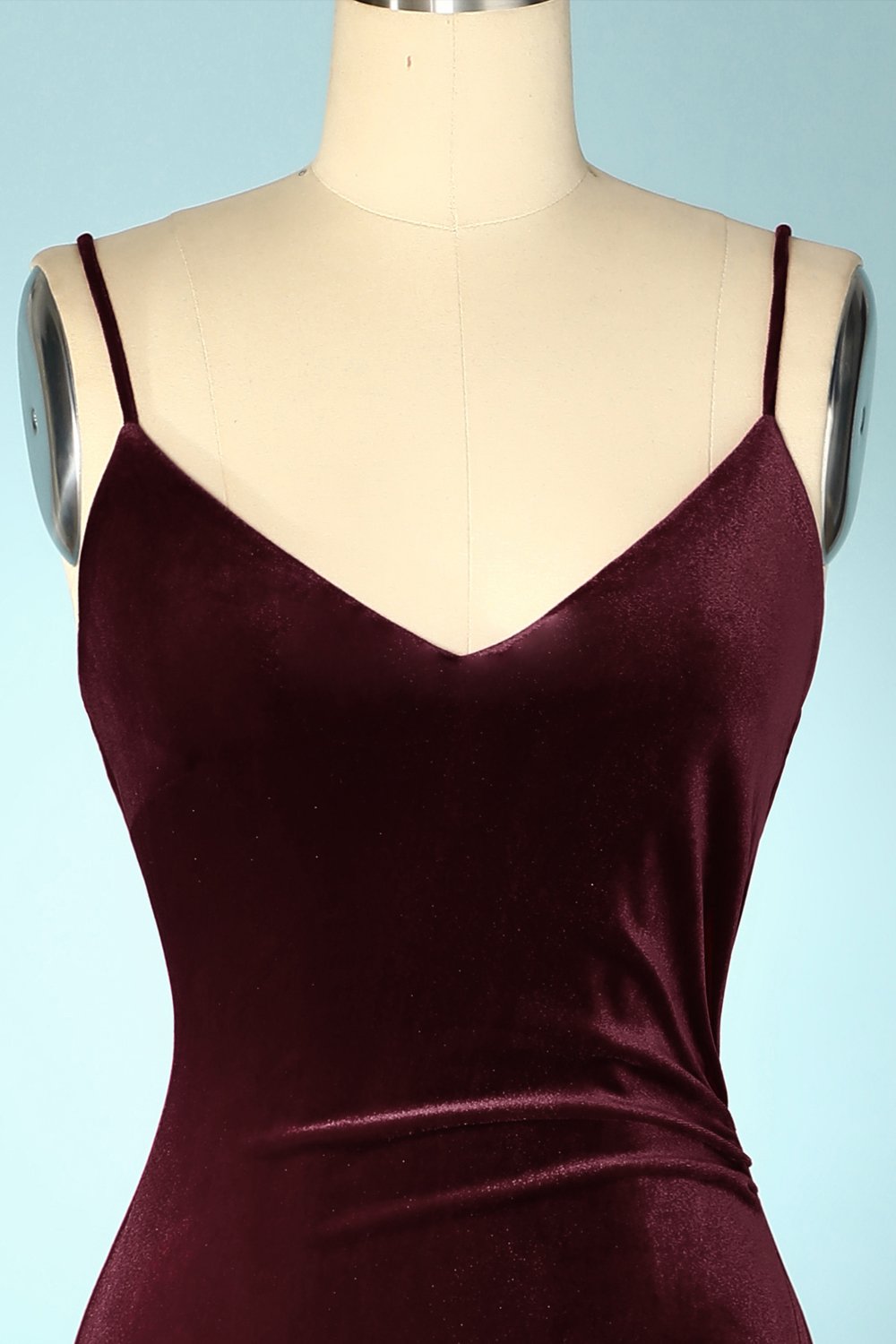 Vestido de fiesta de noche de terciopelo burdeos
