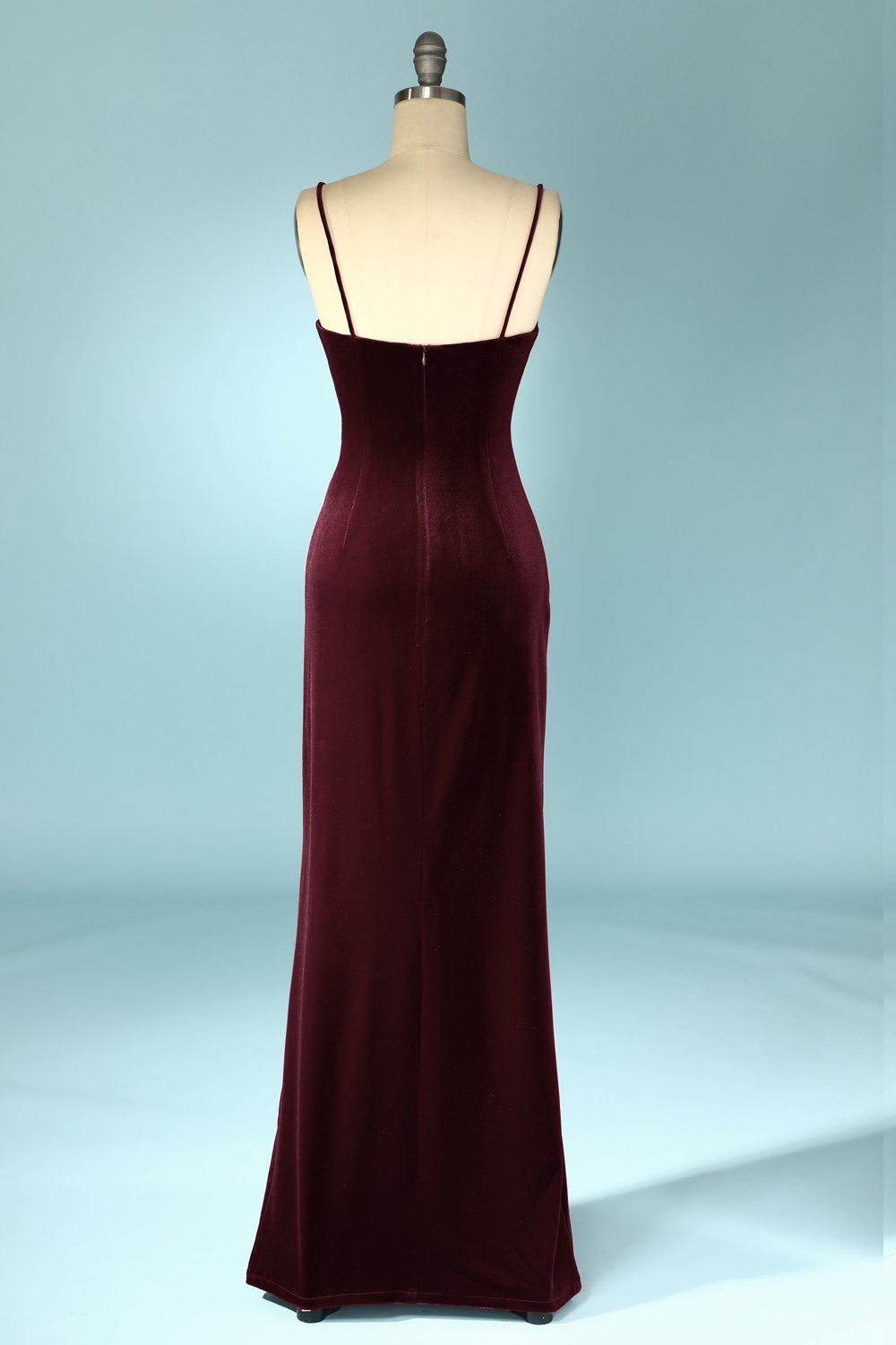Vestido de fiesta de noche de terciopelo burdeos