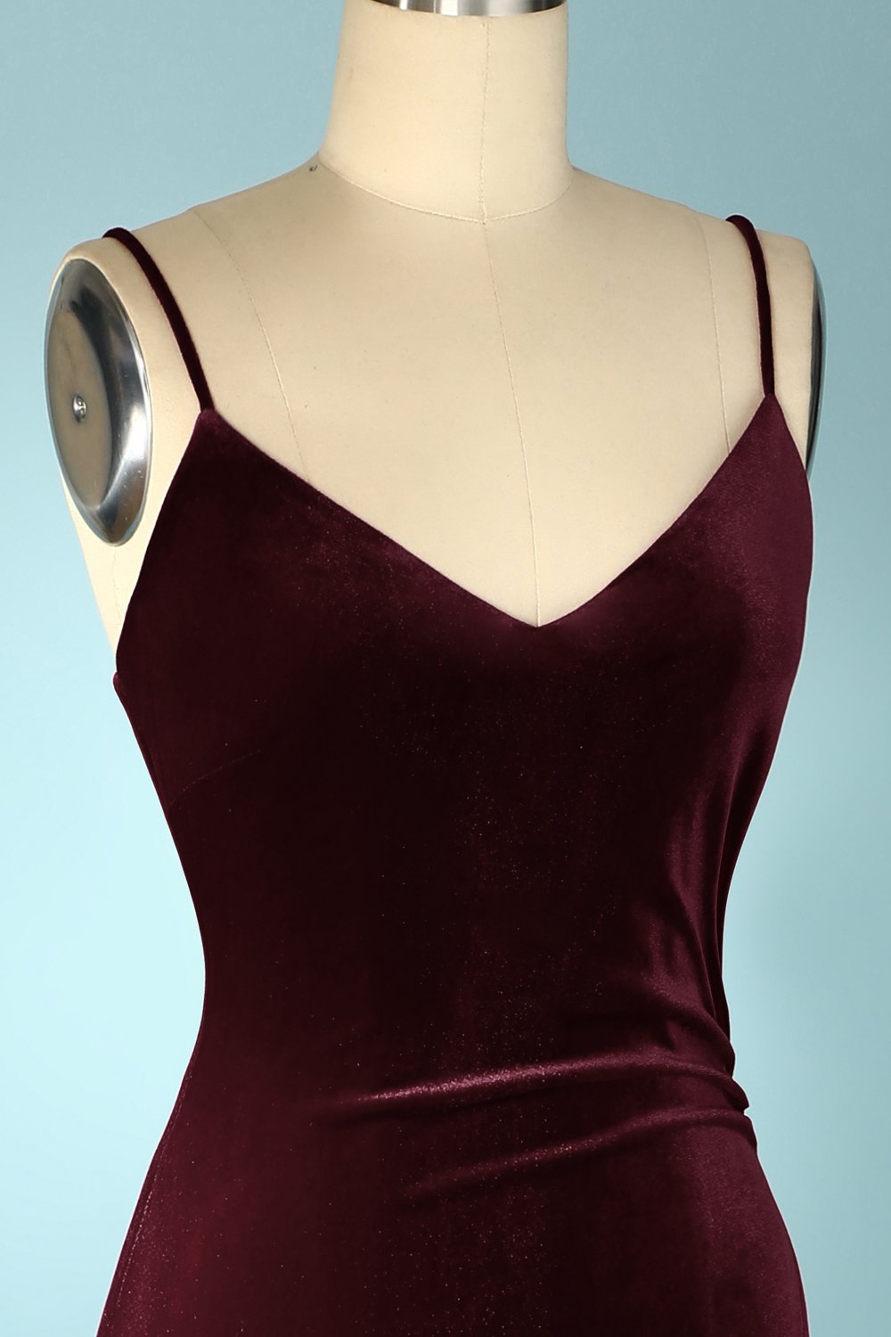 Vestido de fiesta de noche de terciopelo burdeos