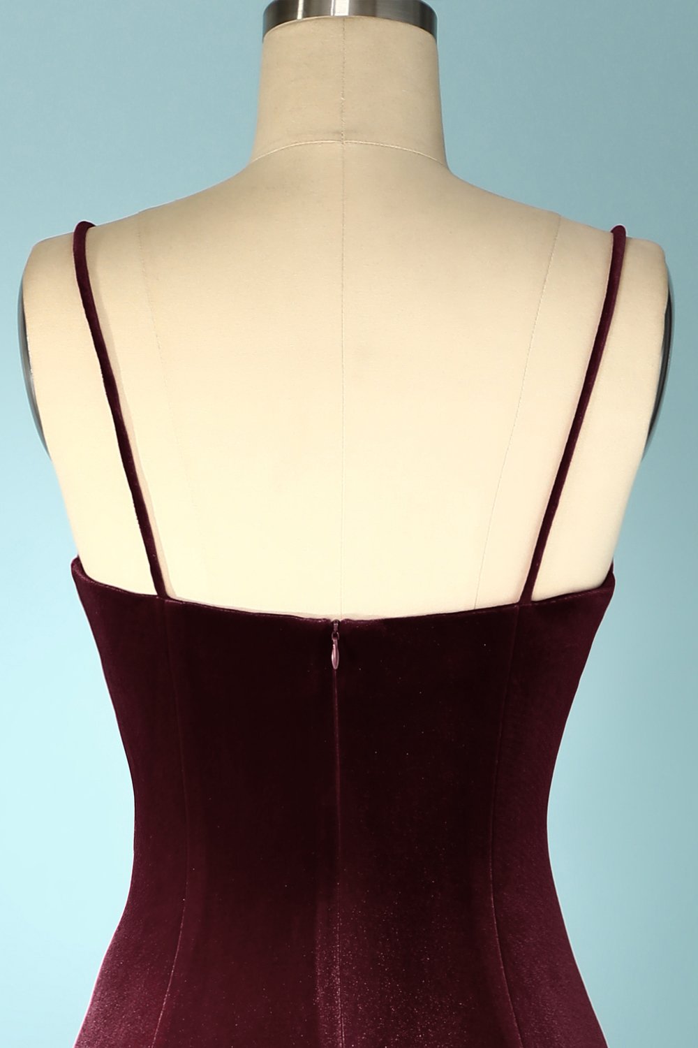 Vestido de fiesta de noche de terciopelo burdeos