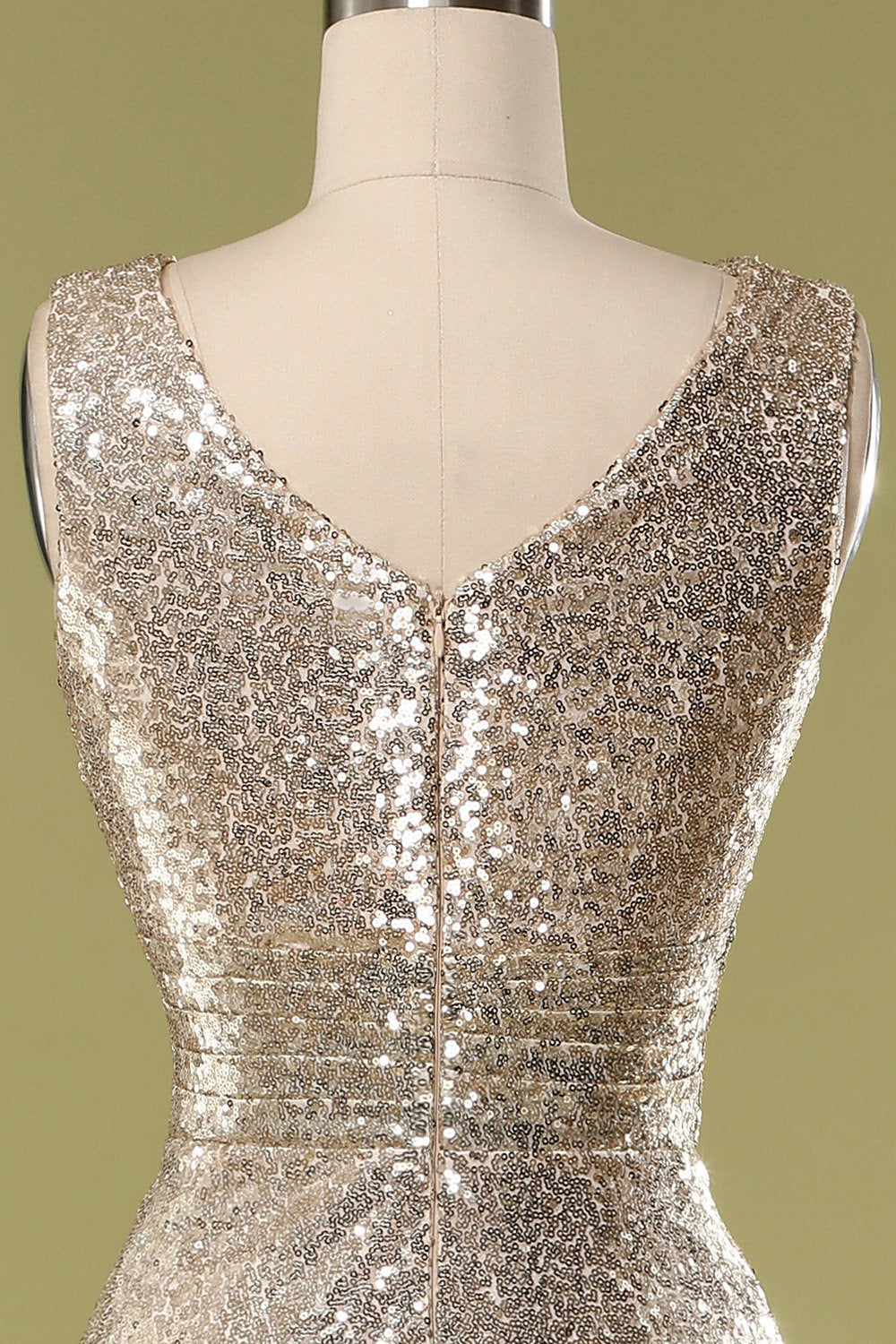 Vestido de Fiesta Cuello en V Dorado