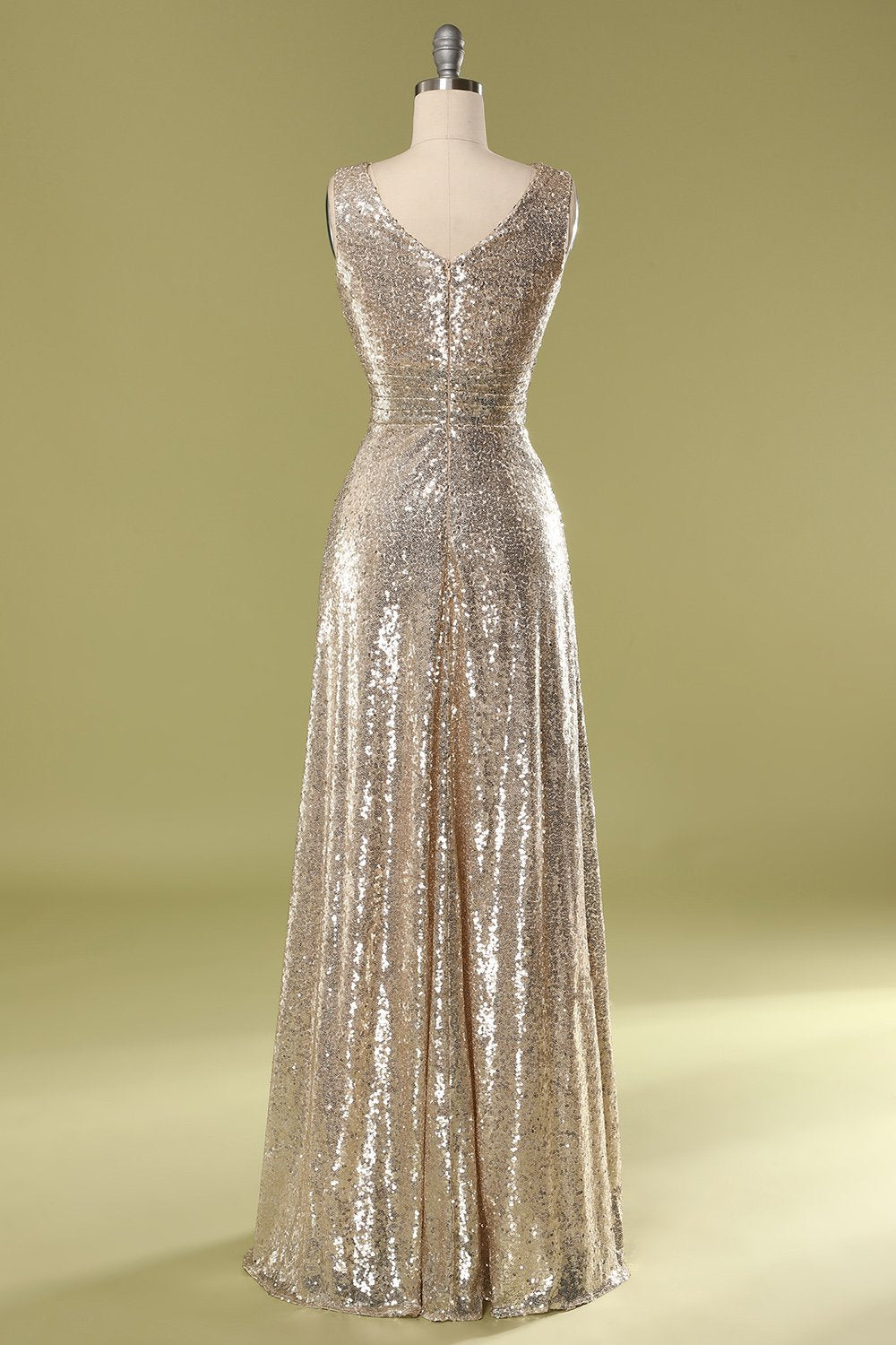 Vestido de Fiesta Cuello en V Dorado