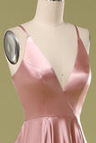 Vestido de fiesta de satén rosa