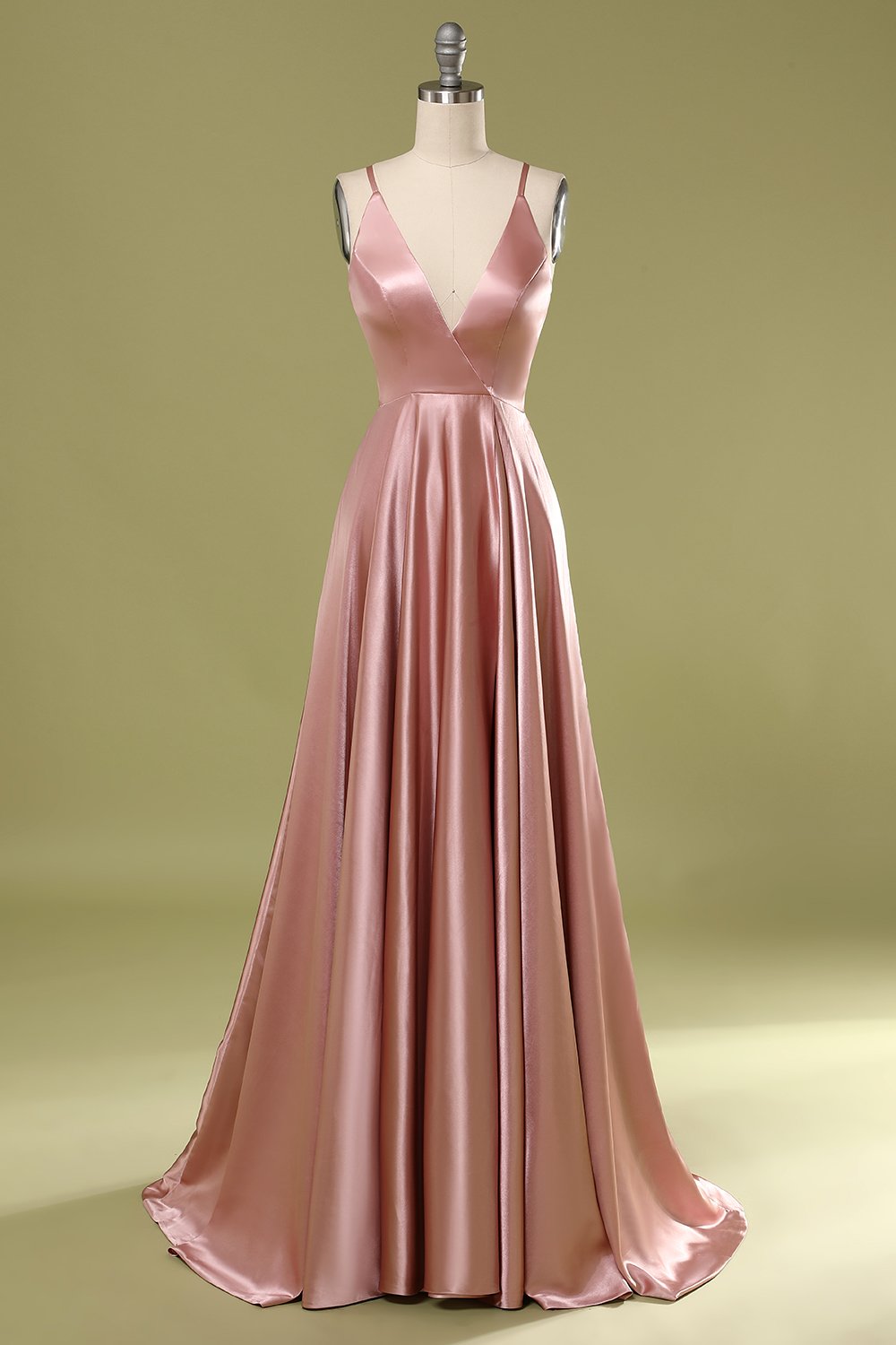 Vestido de fiesta de satén rosa