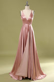 Vestido de fiesta de satén rosa